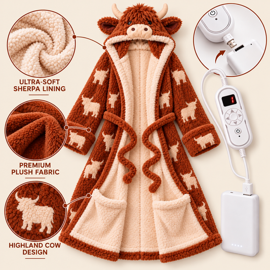Highland Cow Heated Robe